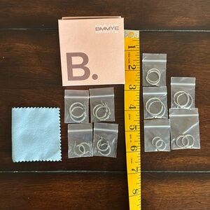 NEW 9 Pairs Silver Hoop Earrings with Box & Cleaning Cloth